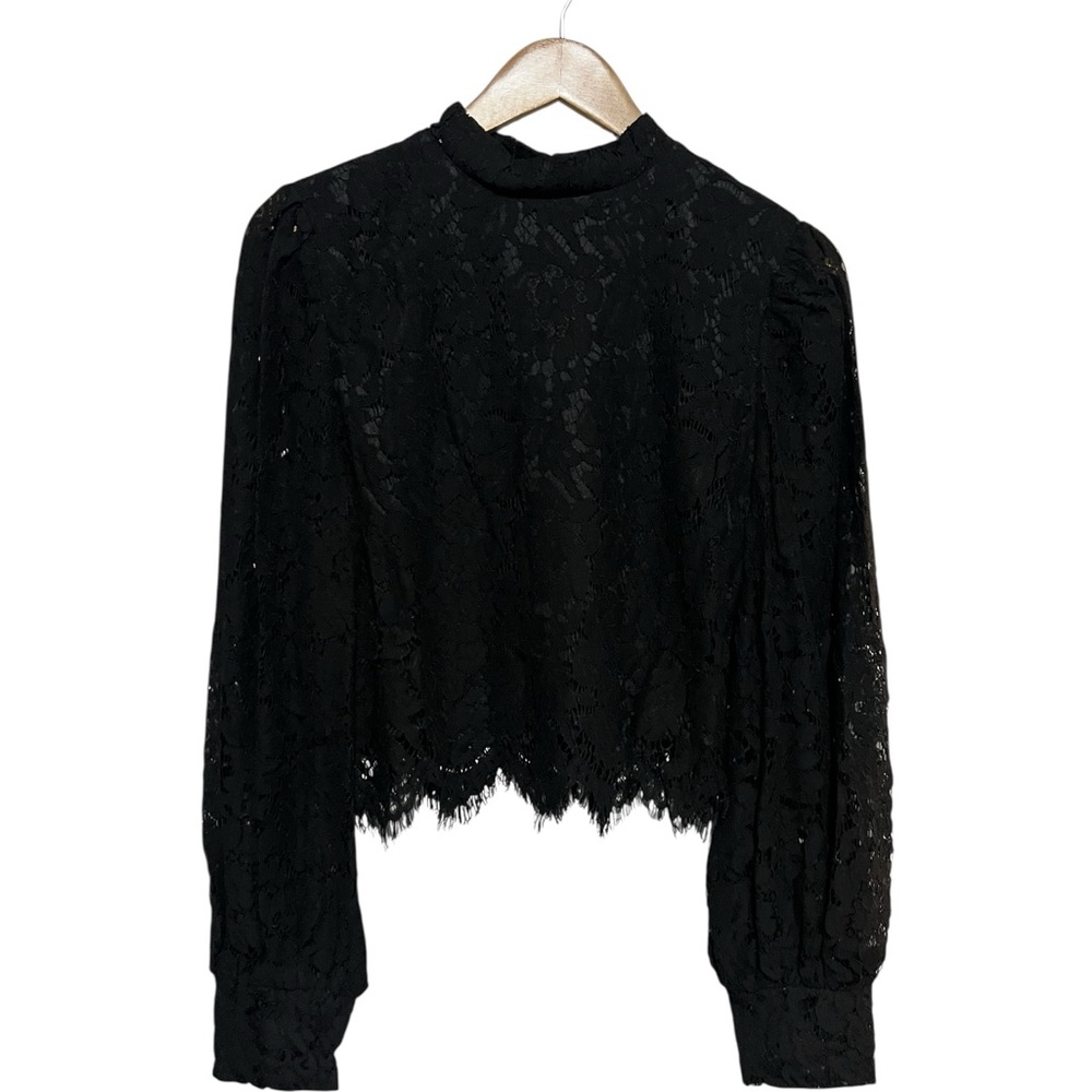 VICI Julietta Black Lace Scalloped Hem Top Women's Large Feminine Romantic NEW - Picture 3 of 6